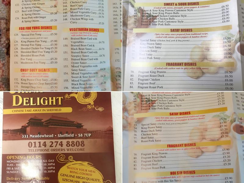 China Delight Menu