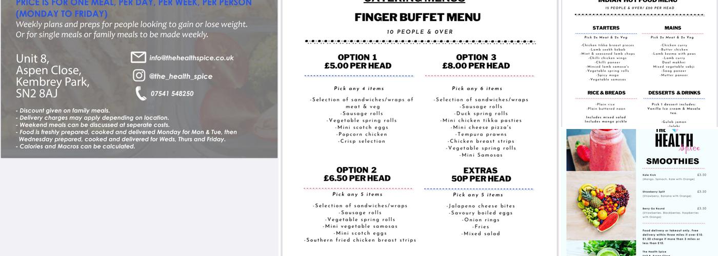 The Health Spice Menu