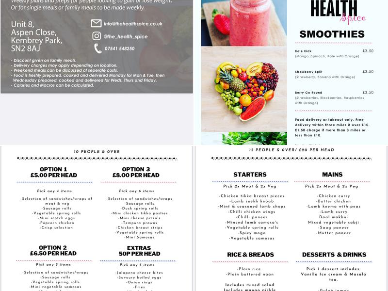 The Health Spice Menu