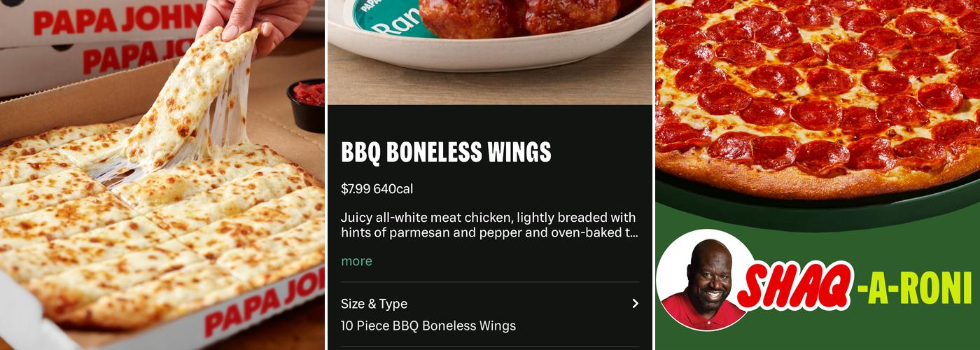 Papa Johns Pizza Menu