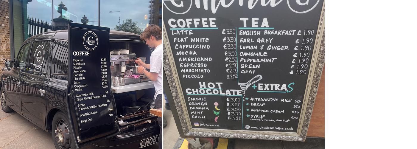 Chealsons Coffee Woolwich Menu