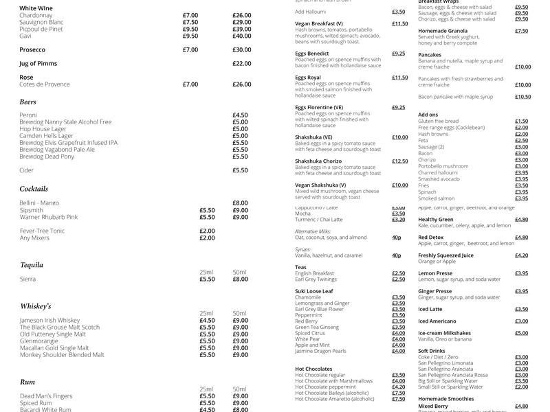 Green Room Cafe & Flower Store Menu