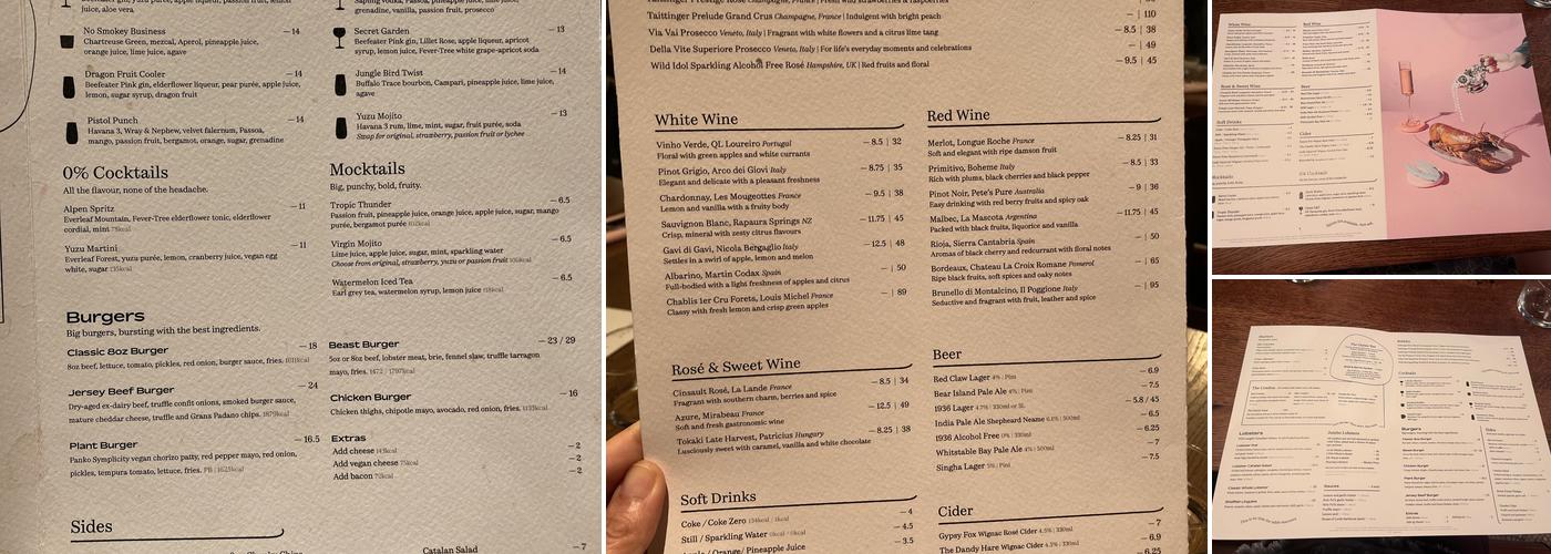 Burger & Lobster Oxford Circus Menu