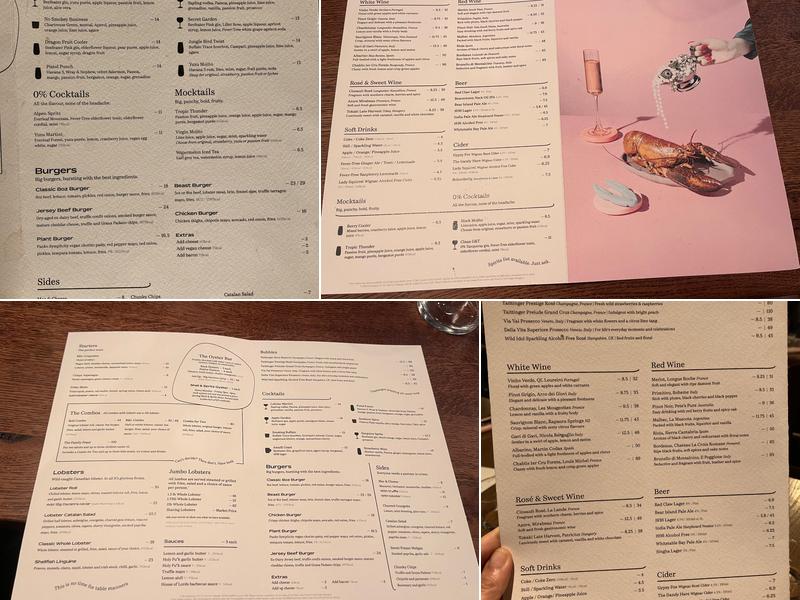 Burger & Lobster Oxford Circus Menu