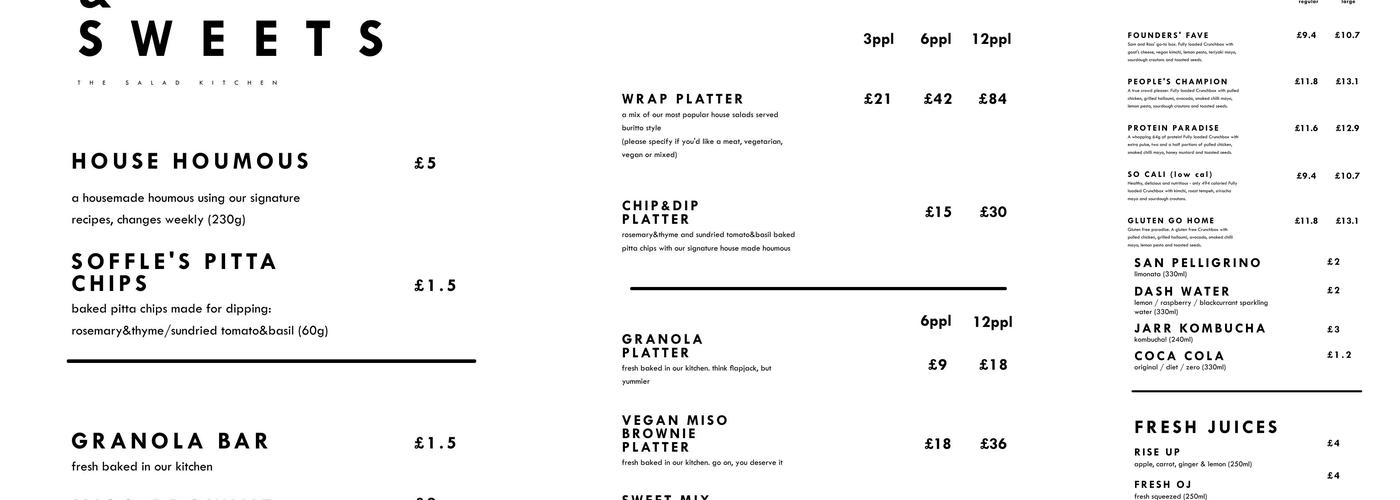 The Salad Kitchen Menu