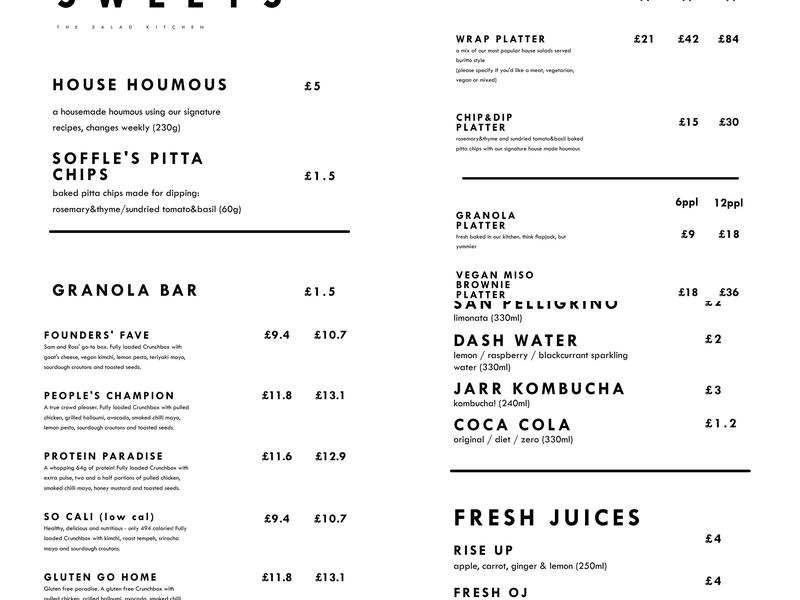 The Salad Kitchen Menu