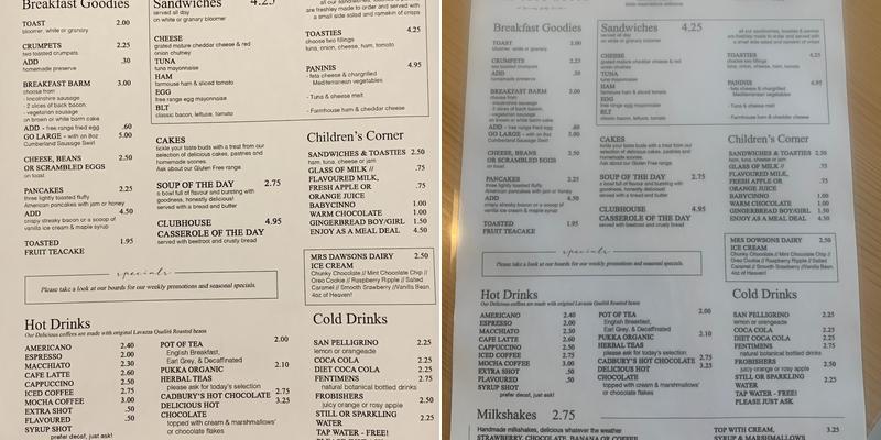 The Club House at Formby Golf Centre Menu