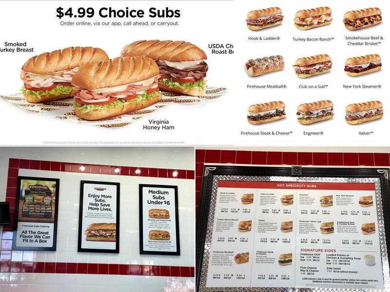 Firehouse Subs Cache Road Menu
