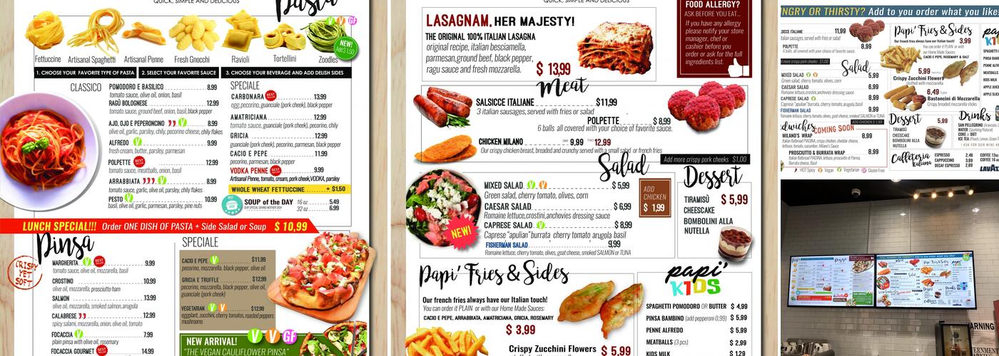 Papi’ Italian Street Food Menu