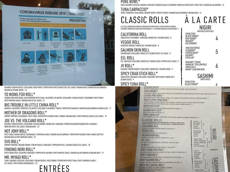 jonys sushi Menu