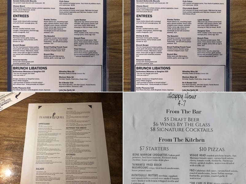 Feather and Quill Menu