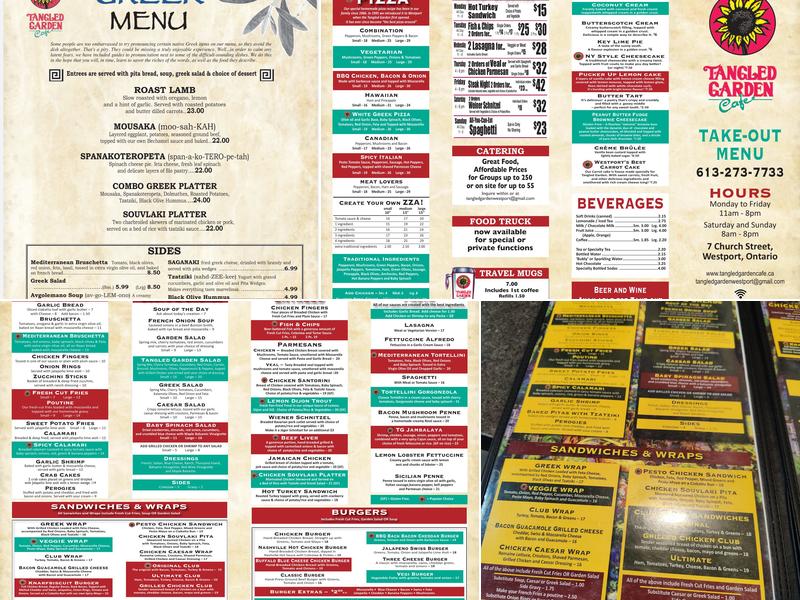 Tangled Garden Cafe Menu