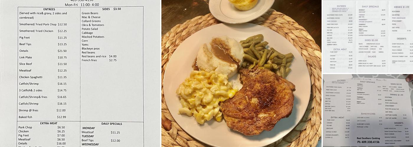Real Southern Cooking Menu