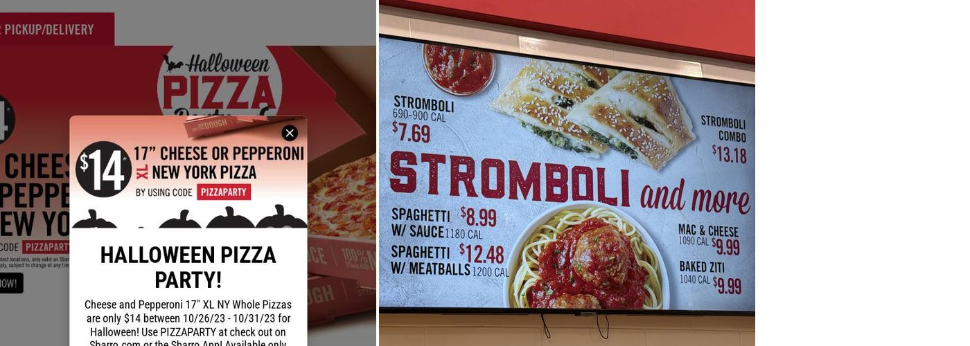 Sbarro Menu