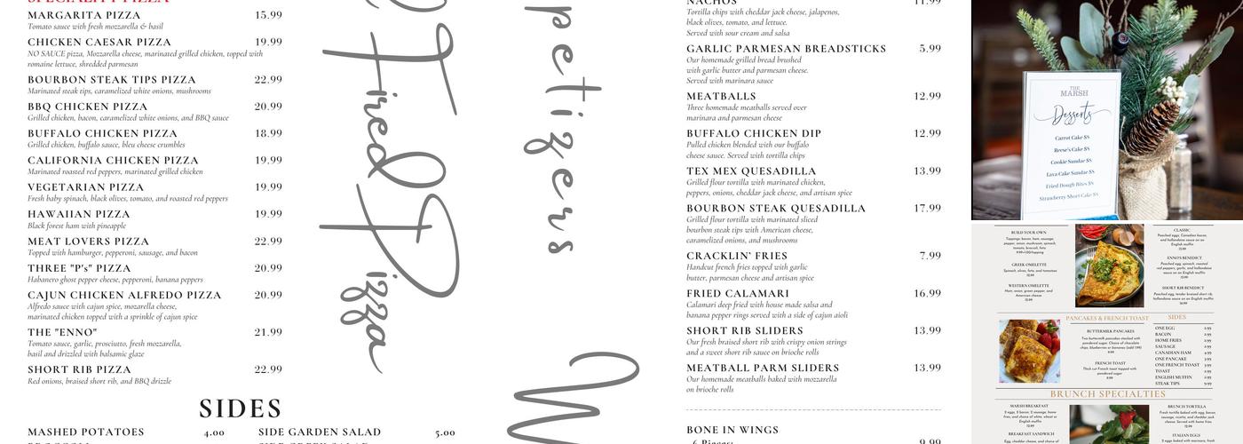 The Marsh Coal Fired Pizza Menu
