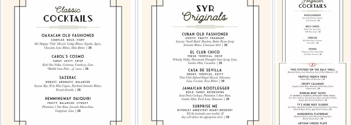 The Speakeasy Menu