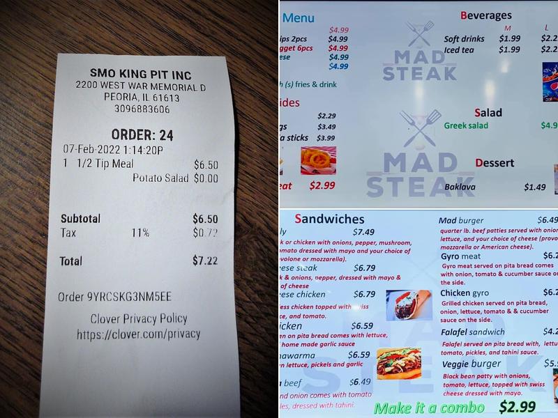 Mad Steak Menu