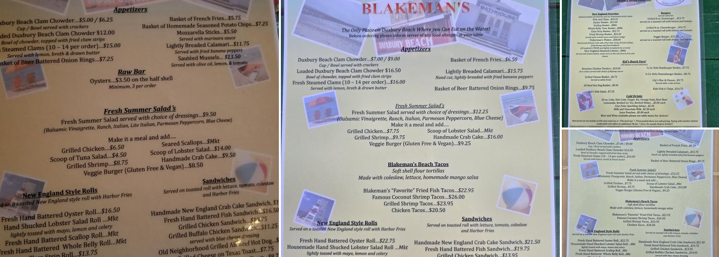 Blakeman's Restaurant Menu