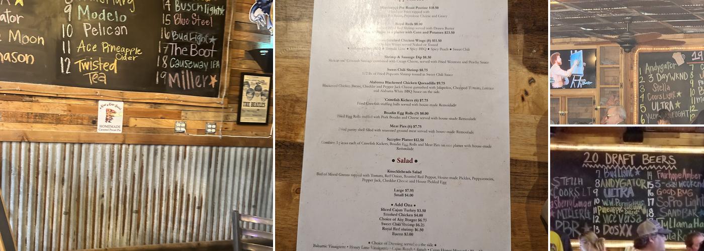 Knuckleheads Menu