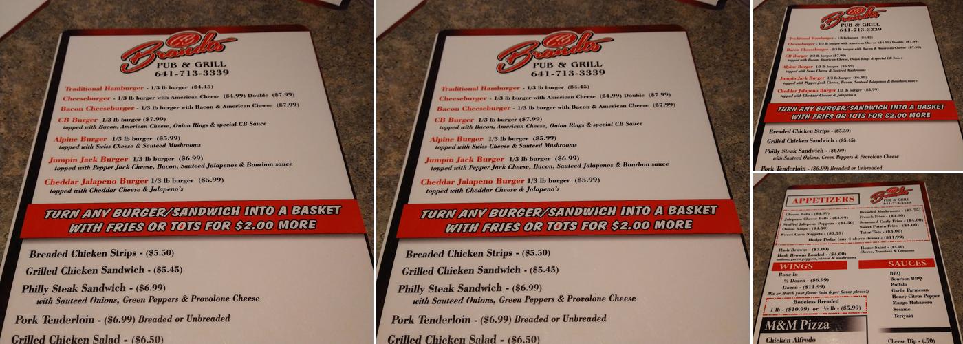 CB Brandt's Menu