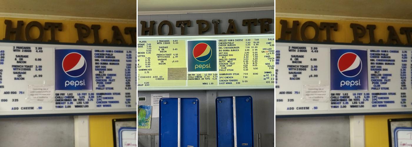 The Hot Plate Cafe Menu