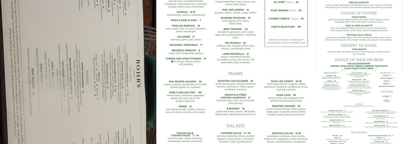 Rohr’s Menu