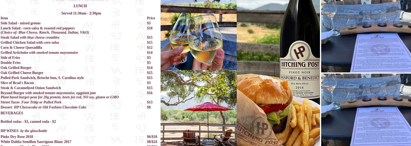 Hitching Post Wines Menu