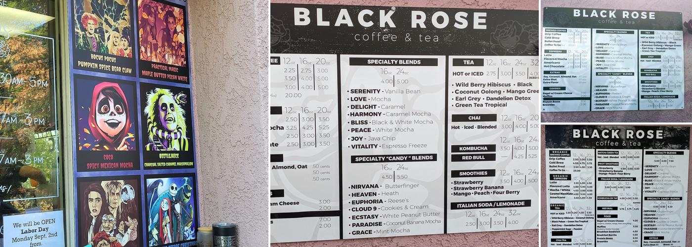 Black Rose Coffee & Tea Menu