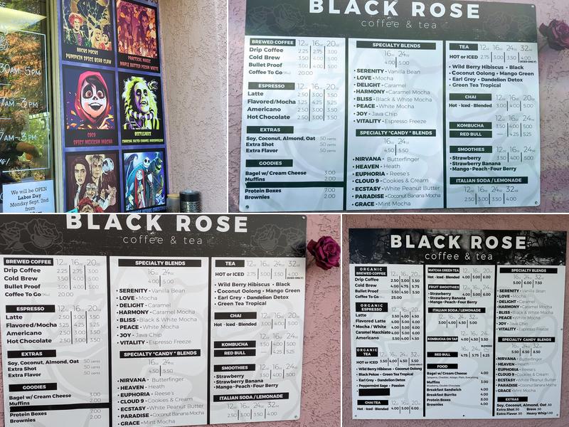 Black Rose Coffee & Tea Menu