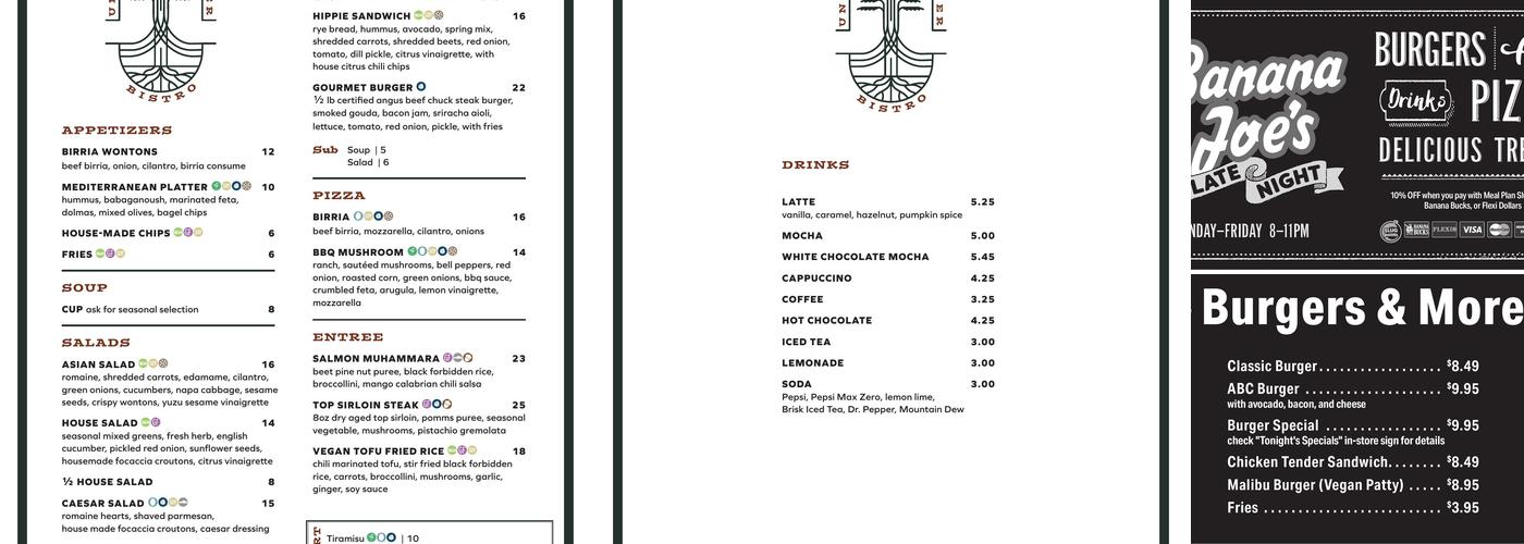 Perk Coffee Bar at Physical Sciences Menu