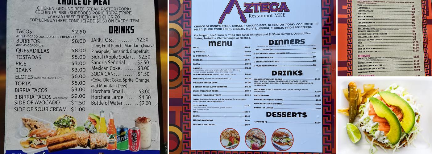 Azteca Taco Truck Menu