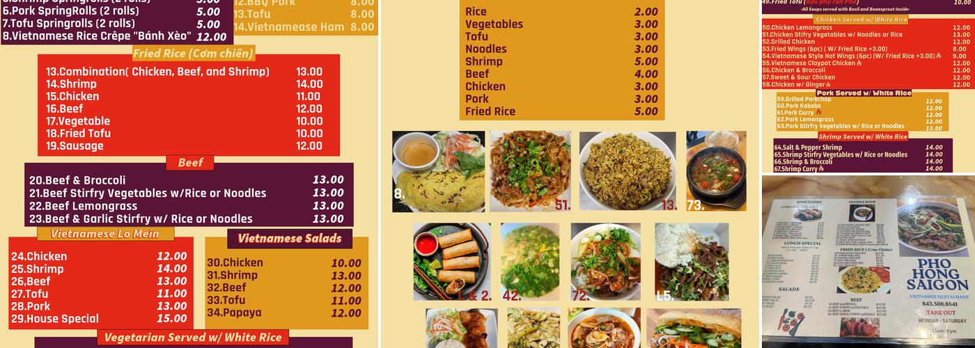 Pho Hong Saigon Menu