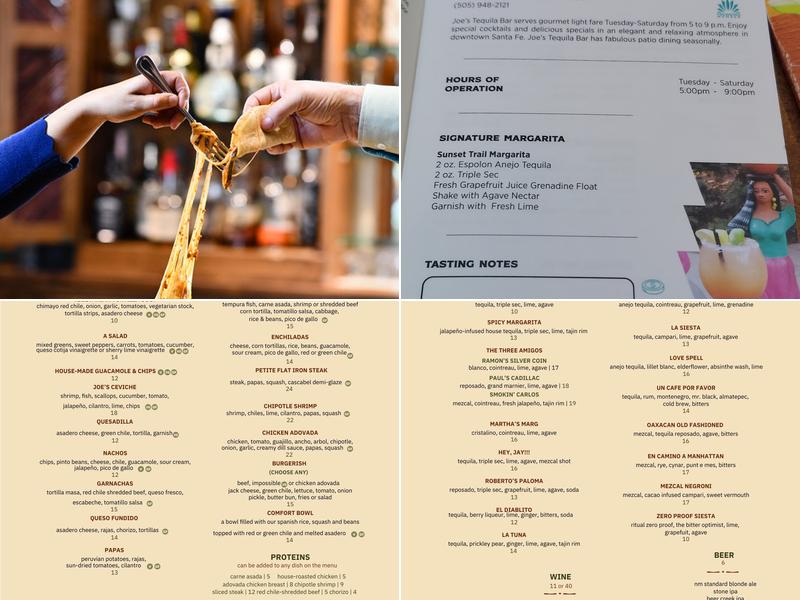 Joe's Tequila Bar Menu