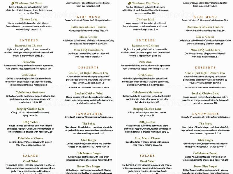 Alexander's at Cobblestone Park Menu