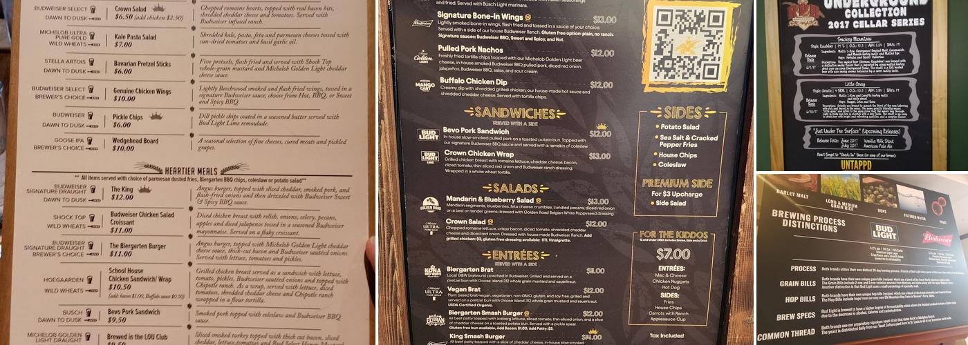 Anheuser-Busch Biergarten Menu