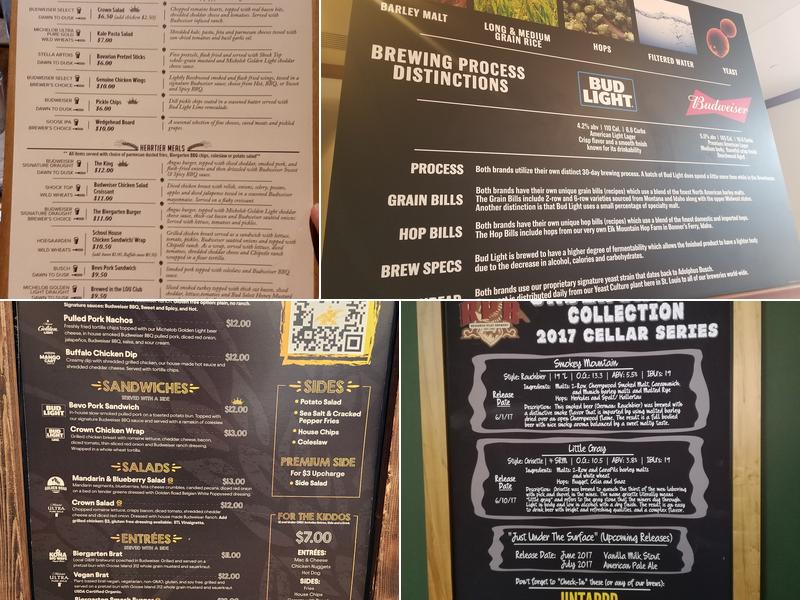 Anheuser-Busch Biergarten Menu