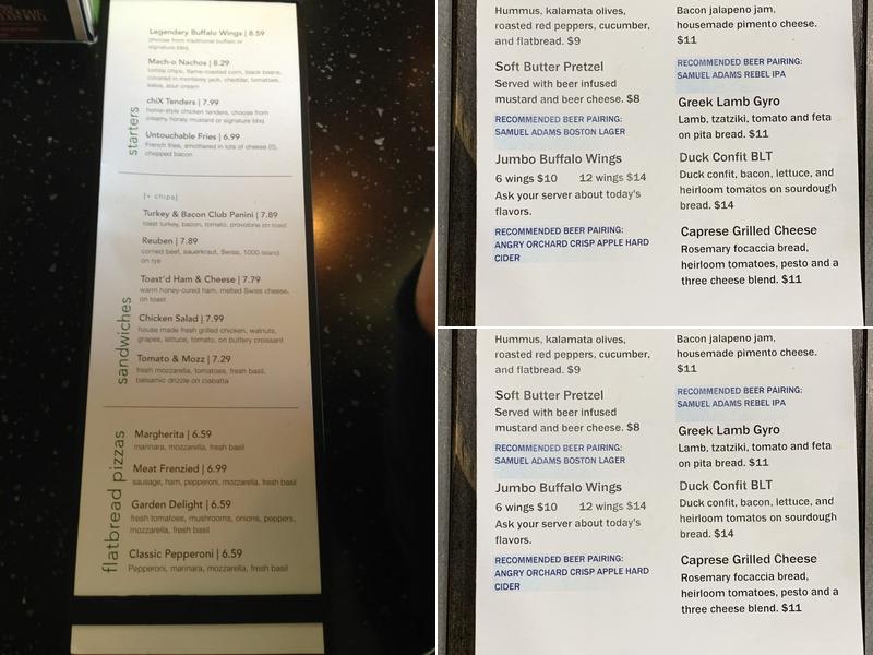 Samuel Adams Brew House Menu