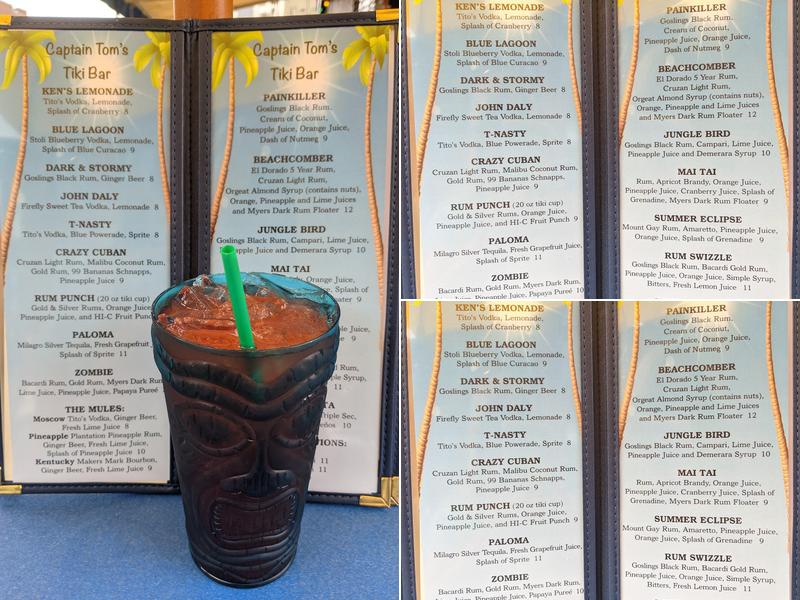 Captain Tom's Tiki Bar Menu