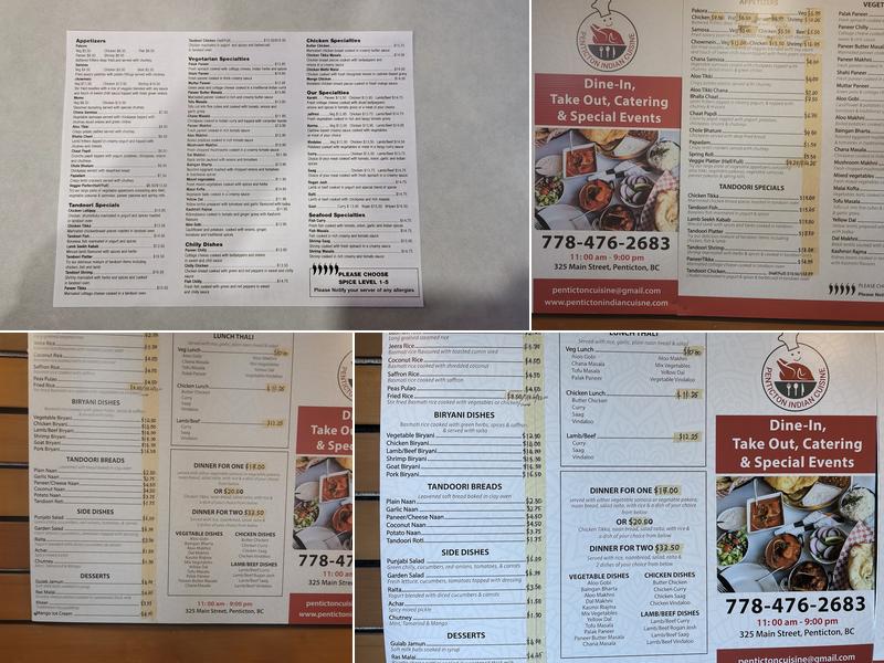 Penticton Indian Cuisine Menu