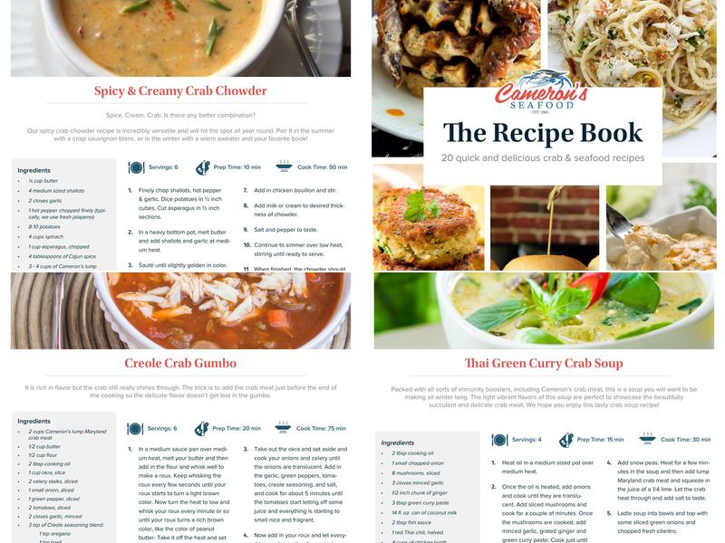 Cameron's Seafood Menu