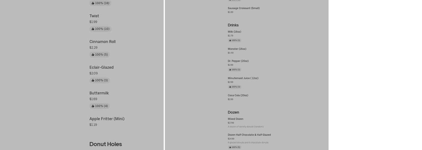 Dandy Donuts Menu