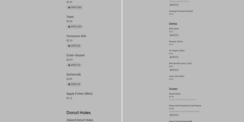 Dandy Donuts Menu