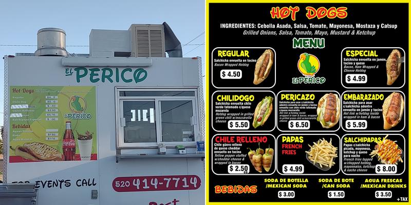 El Perico Hotdogs Menu