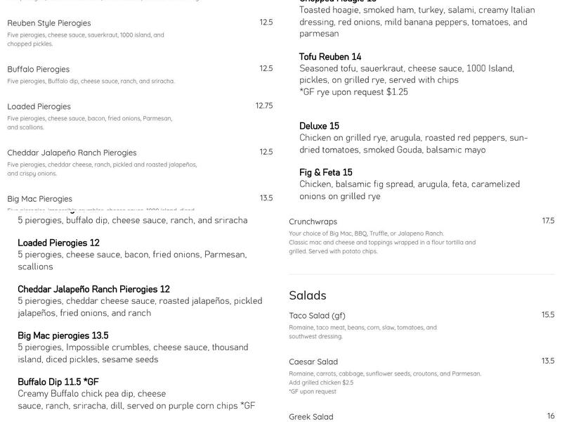 Vegout Bethlehem Menu