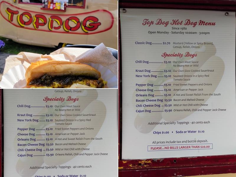 Top Dog Hot Dog Menu