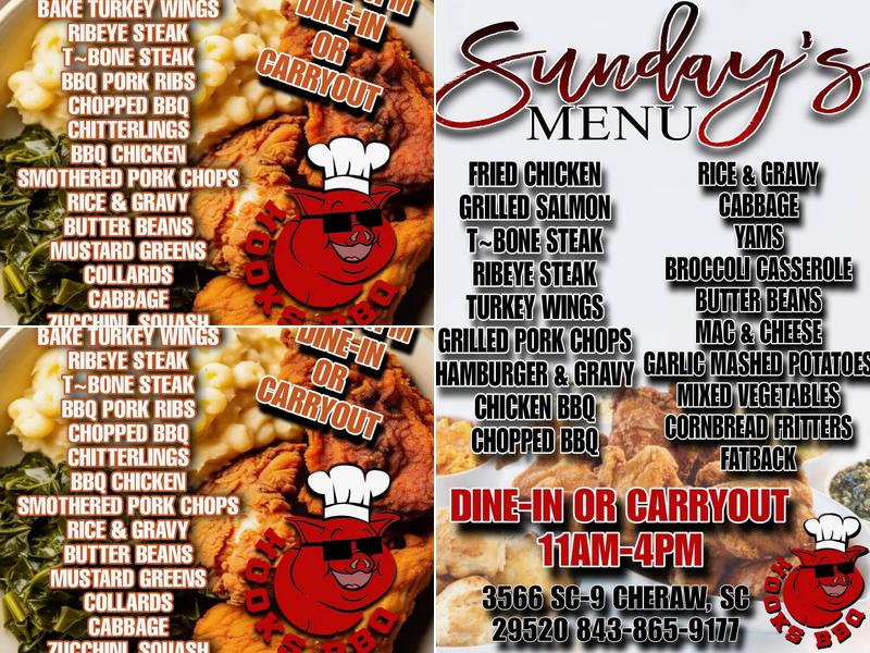 Hooks Bbq & Buffet Menu