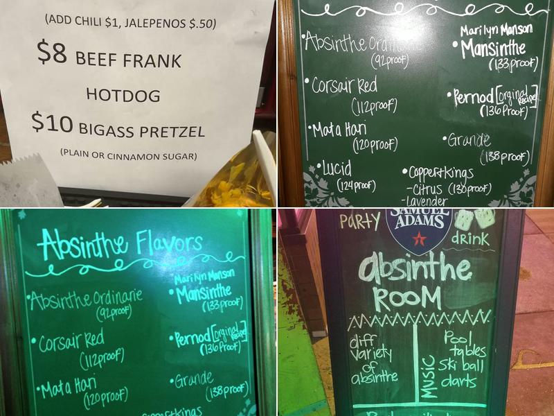 The Absinthe Room Menu