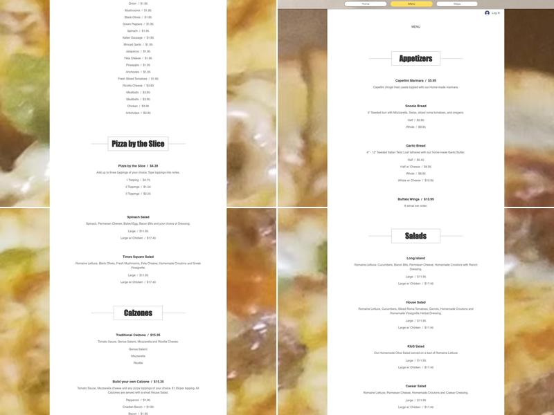 Bronx Bar Menu