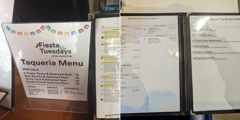 Astro Pub Menu