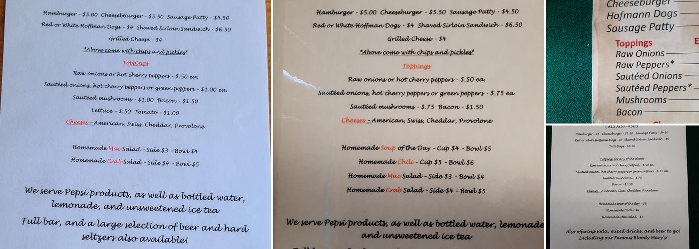 The Tavern Menu
